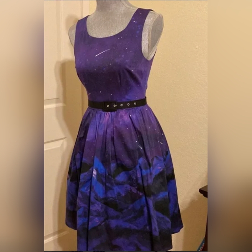 Modcloth Space Mountains Moody Purple Sleeveless Dress